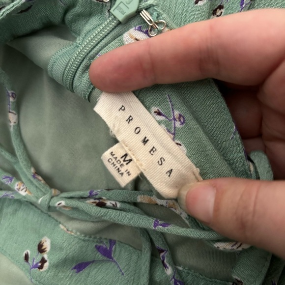 Promesa | Teal Floral Open-Back Dress - Picture 3 of 5